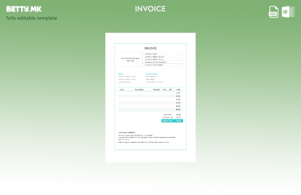 Шаблон за фактура за водовод во модерен стил